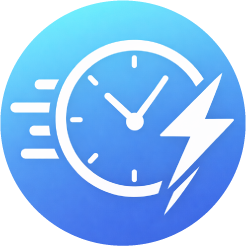 Clock with lightning bolt symbol