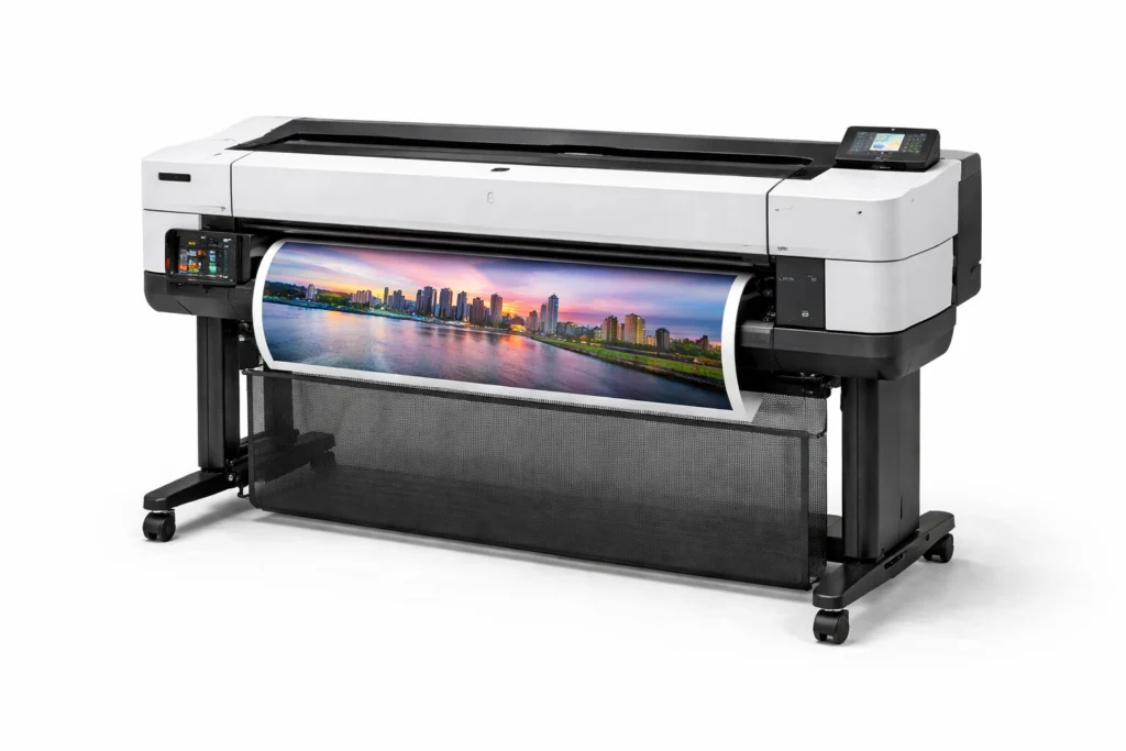 Large format printer with rolled paper