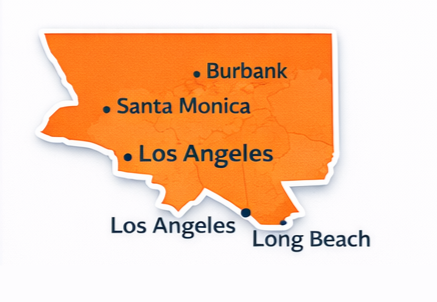 Map showing Los Angeles area locations