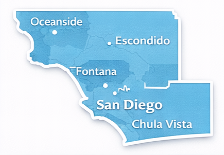 Map showing San Diego and surrounding areas