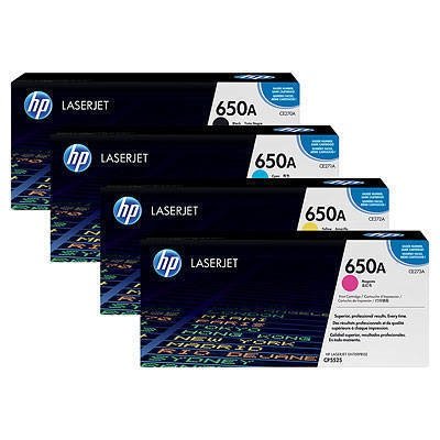 Four HP LaserJet toner cartridges